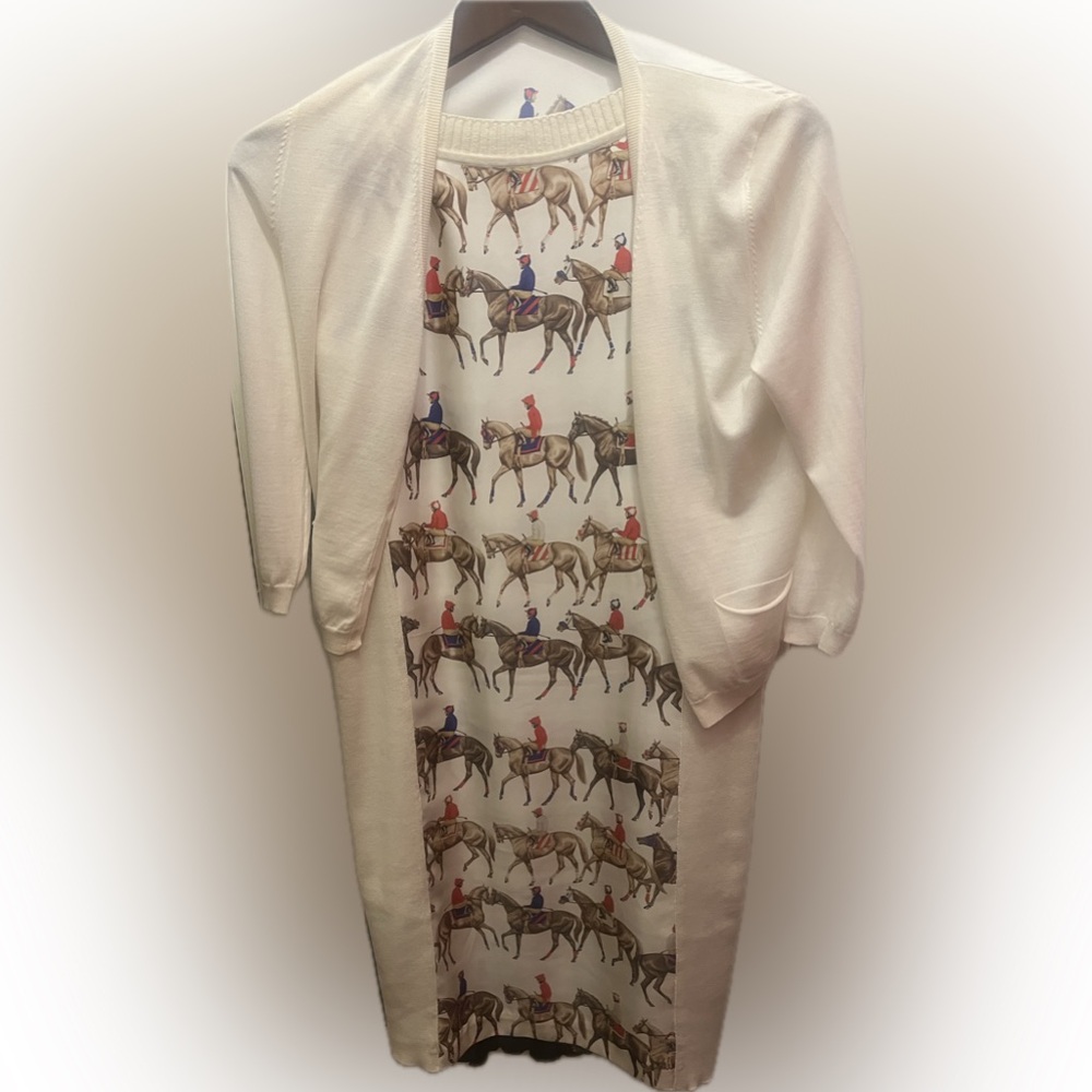 Rani Arabella White Dress with Equestrian Design